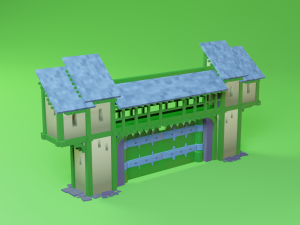 castle gate wall fortress to play low-poly Modelo 3D