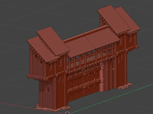 castle gate wall fortress to play low-poly 3D Model