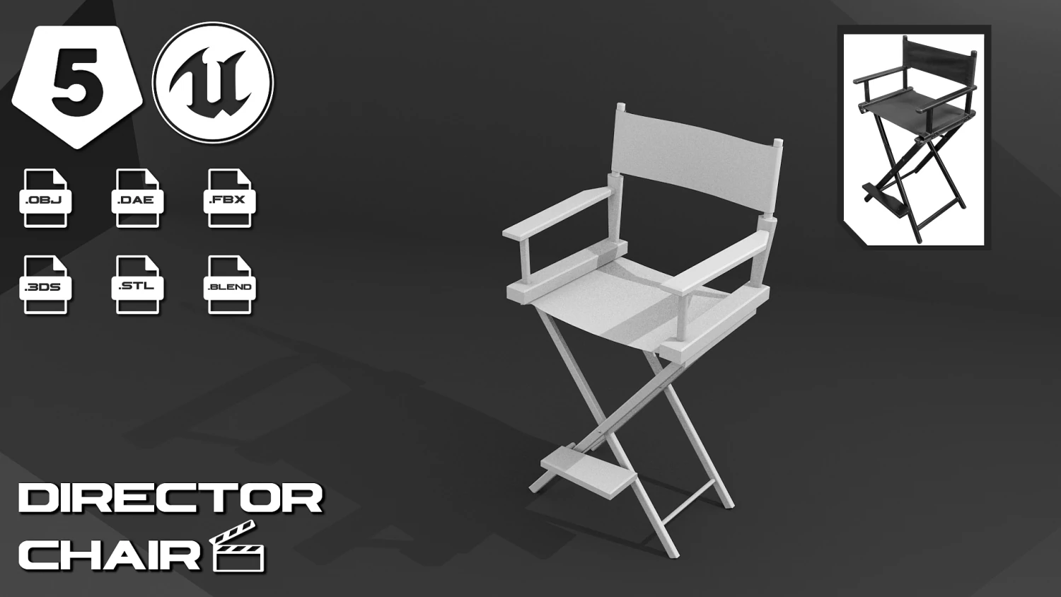 director chair 3D Model .c4d .max .obj .3ds .fbx .stl .blend 