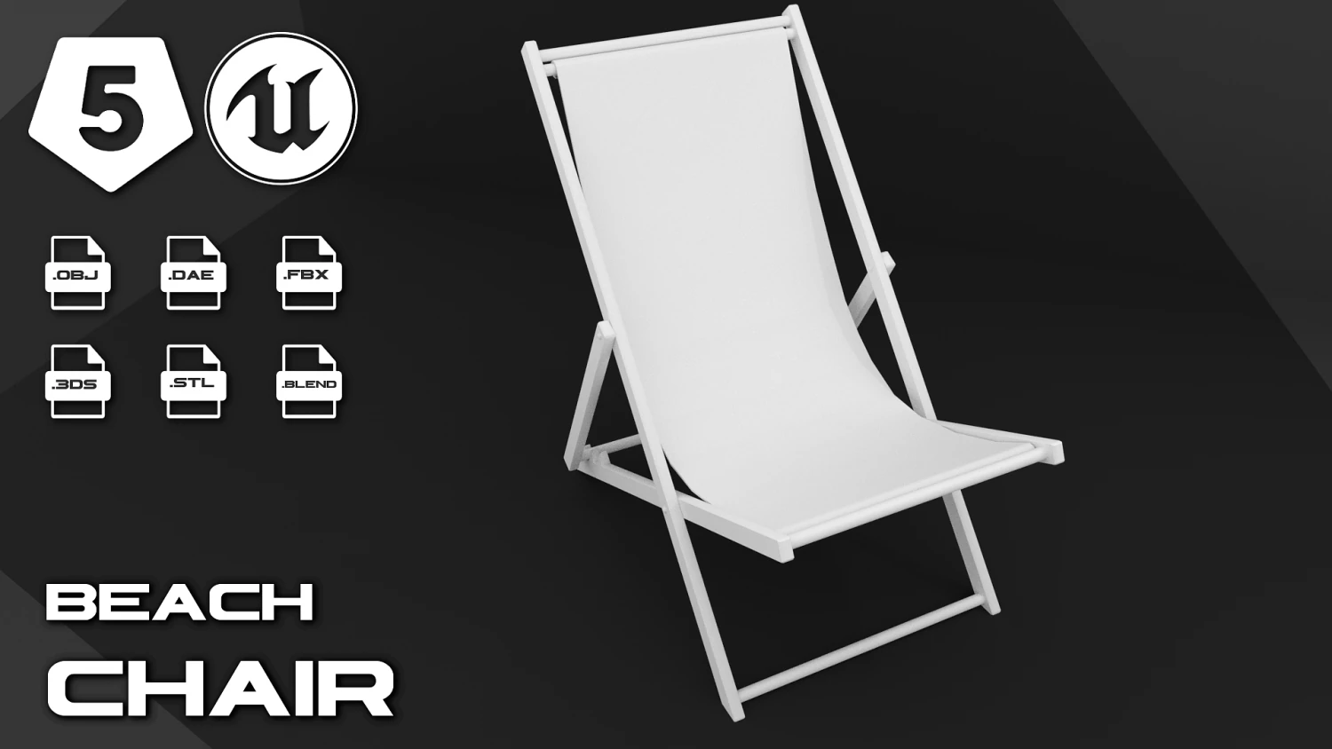 ビーチチェア 3Dモデル .c4d .max .obj .3ds .fbx .stl .blend 