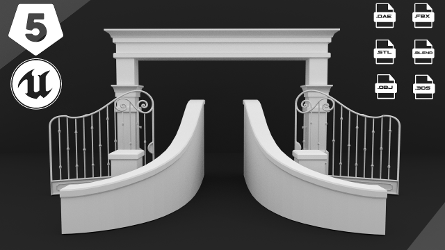 classic gate 3D Модель .c4d .max .obj .3ds .fbx .stl .blend 