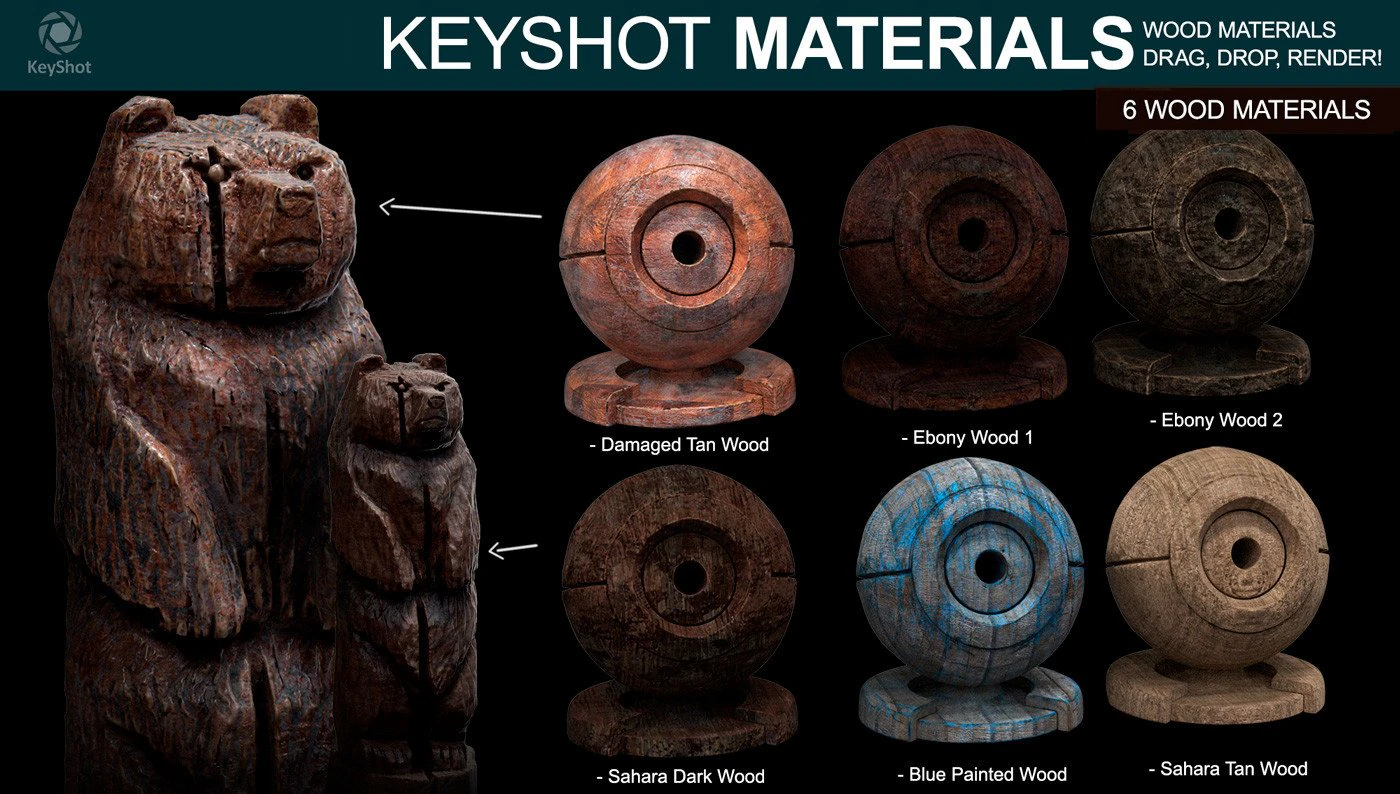 wood materials for keyshot CG Textures .c4d .max .obj .3ds .fbx .stl .blend 