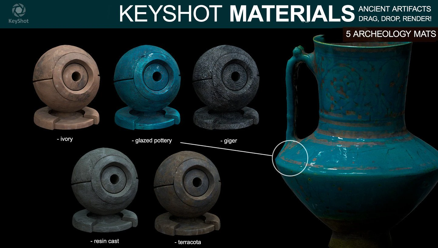 archeology materials - for keyshot CG Textures .c4d .max .obj .3ds .fbx .stl .blend 