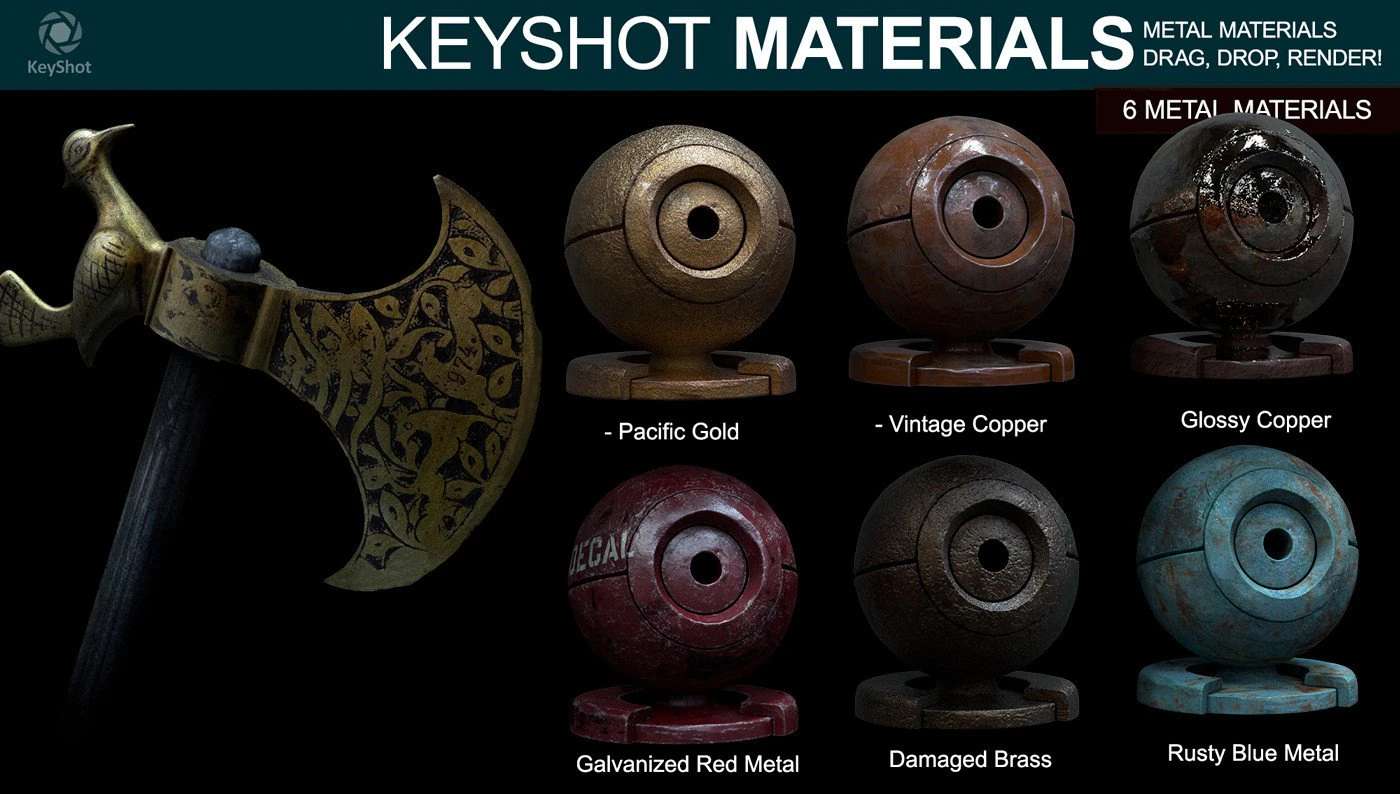 metal materials for keyshot part 4 CG Textures .c4d .max .obj .3ds .fbx .stl .blend 