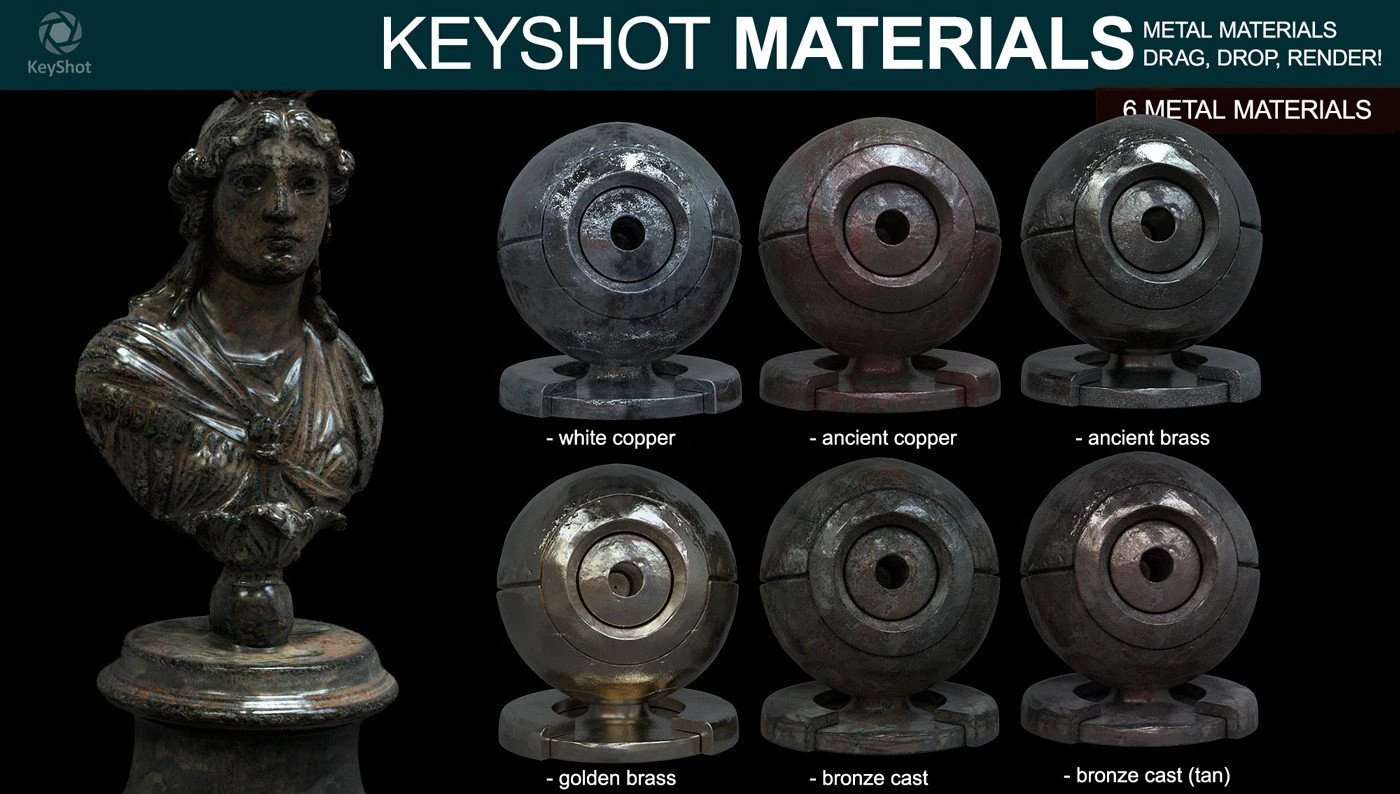 metal materials for keyshot part 1 CG Textures .c4d .max .obj .3ds .fbx .stl .blend 