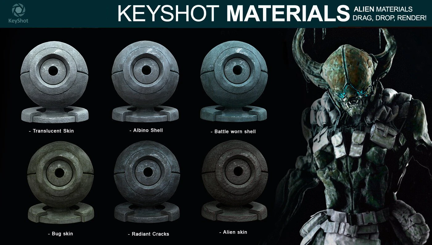alien materials for keyshot CG Textures .c4d .max .obj .3ds .fbx .stl .blend 