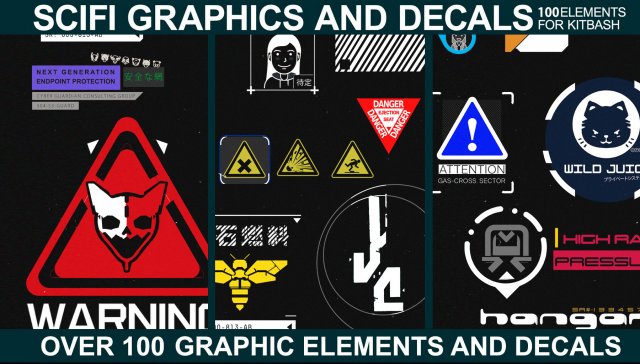 sci-fi graphics and decals - vol3 Modello di stampa 3D .c4d .max .obj .3ds .fbx .stl .blend 