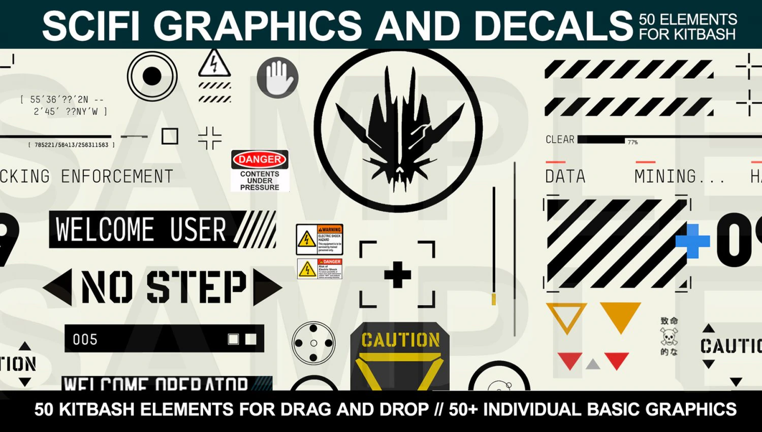 sci-fi graphics and decals - vol1 3D Print Model .c4d .max .obj .3ds .fbx .stl .blend 