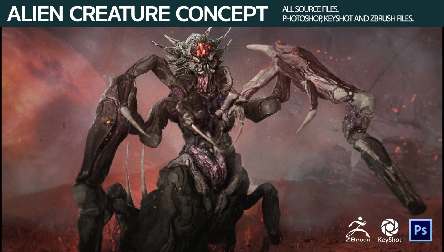 Alien Creature Concept 3D Model .c4d .max .obj .3ds .fbx .stl .blend