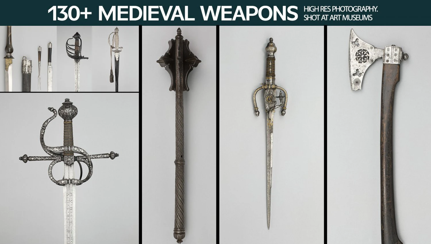 Pakiet referencyjny &mdash; średniowieczna broń biała CG Tekstury .c4d .max .obj .3ds .fbx .stl .blend 