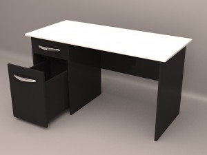 desk with rolling file cabinet Model 3D