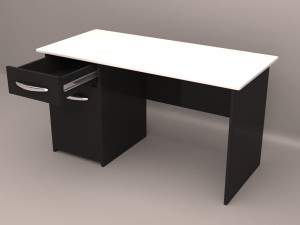 desk with rolling file cabinet Model 3D