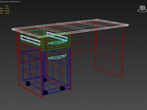 desk with rolling file cabinet Model 3D