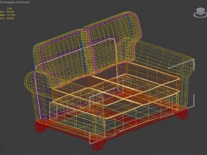 couch 2 seats - model english sillon 2 cuerpos modelo ingles Modelo 3D