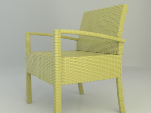 Terrace Chair of Natural Rattan 3D Model