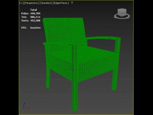 Terrace Chair of Natural Rattan Modelo 3D