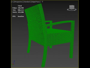 Terrace Chair of Natural Rattan Modelo 3D