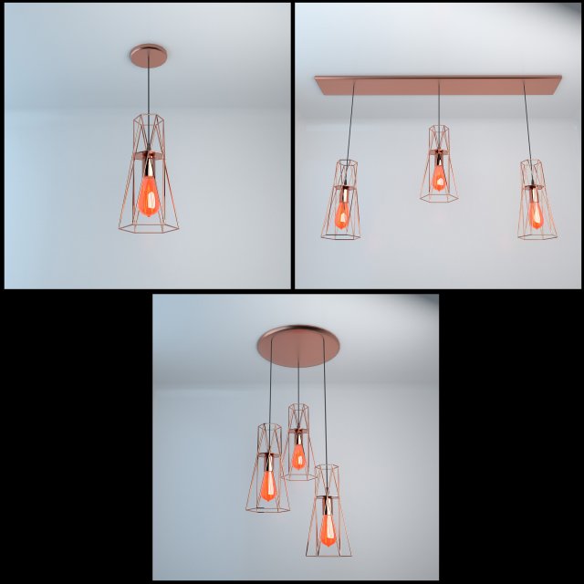 Pack of lamps with vintage bulb Modelo 3D .c4d .max .obj .3ds .fbx .stl .blend 