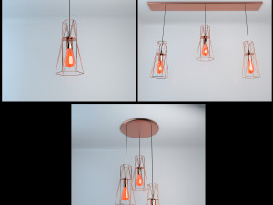 Pack of lamps with vintage bulb 3D Model