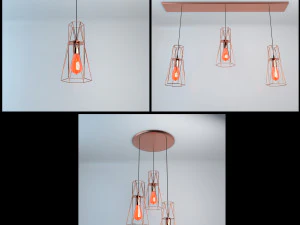 빈티지 전구가 달린 램프 팩 3D 모델