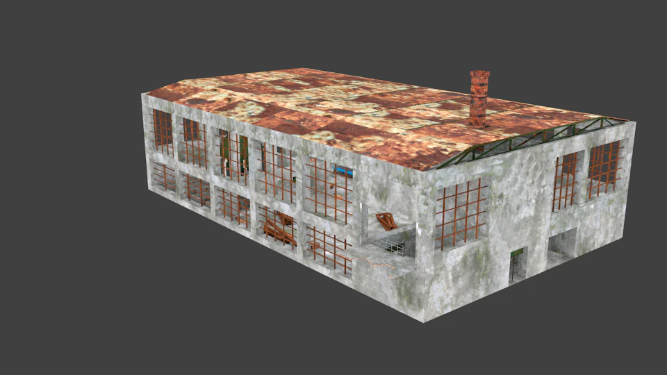 factory ruined 3D Model .c4d .max .obj .3ds .fbx .stl .blend 