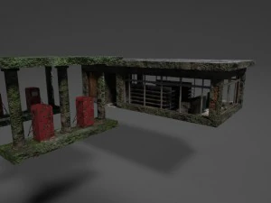 ruined gas station 3D Model