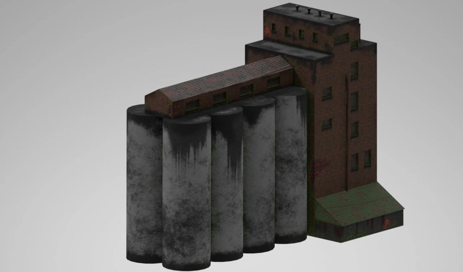old silo 3D Model .c4d .max .obj .3ds .fbx .stl .blend 