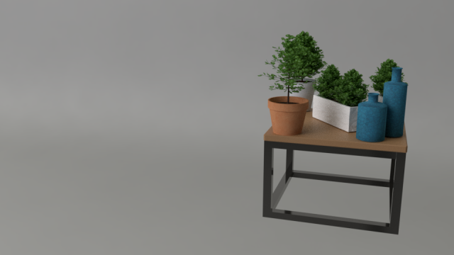 table with pots pack 3Dモデル .c4d .max .obj .3ds .fbx .stl .blend 
