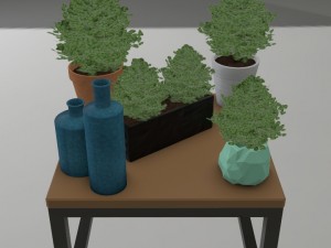 table with pots pack 3Dモデル