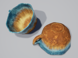 teacup and saucer blue glazed 3D Model