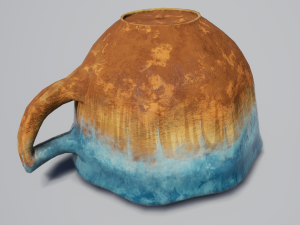 teacup and saucer blue glazed 3D Model
