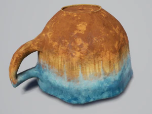 teacup and saucer blue glazed 3D Model