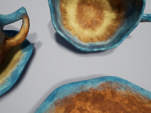 teacup and saucer blue glazed 3D Model