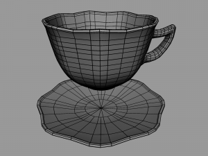 teacup and saucer blue glazed 3D Model