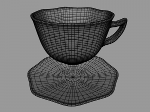 teacup and saucer blue glazed 3D Model
