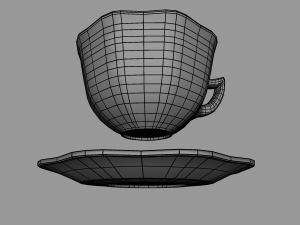 teacup and saucer blue glazed 3D Model