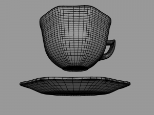 teacup and saucer blue glazed 3D Model