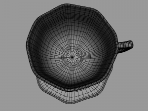 teacup and saucer blue glazed 3D Model