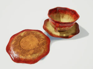 teacup red glazed 3D Model