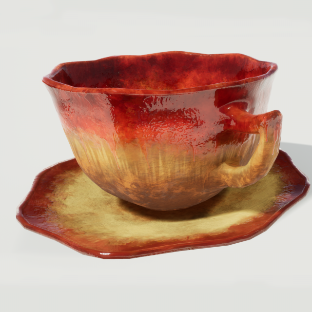 teacup red glazed 3D Модель .c4d .max .obj .3ds .fbx .stl .blend 