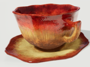 teacup red glazed 3D Model