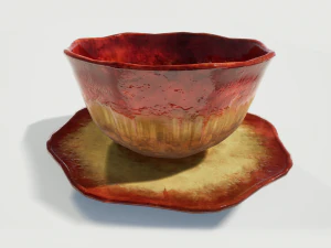 teacup red glazed 3D Model