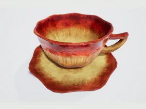 teacup red glazed 3D Model