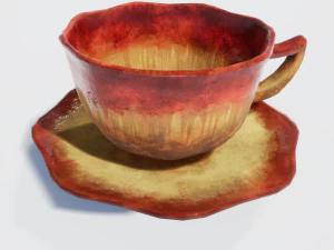 teacup red glazed 3D Model