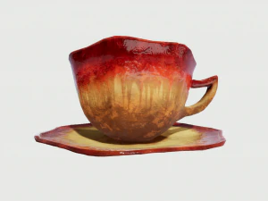 teacup red glazed 3D Model