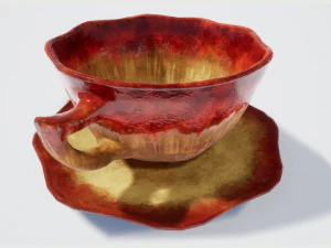 teacup red glazed 3D Model
