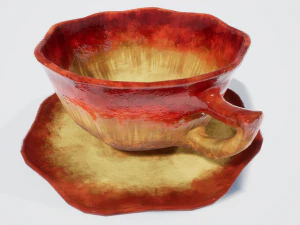 teacup red glazed 3D Model