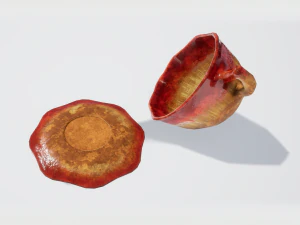 teacup red glazed 3D Model