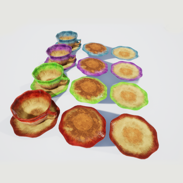 teacup and saucer colors 3D Модель .c4d .max .obj .3ds .fbx .stl .blend 