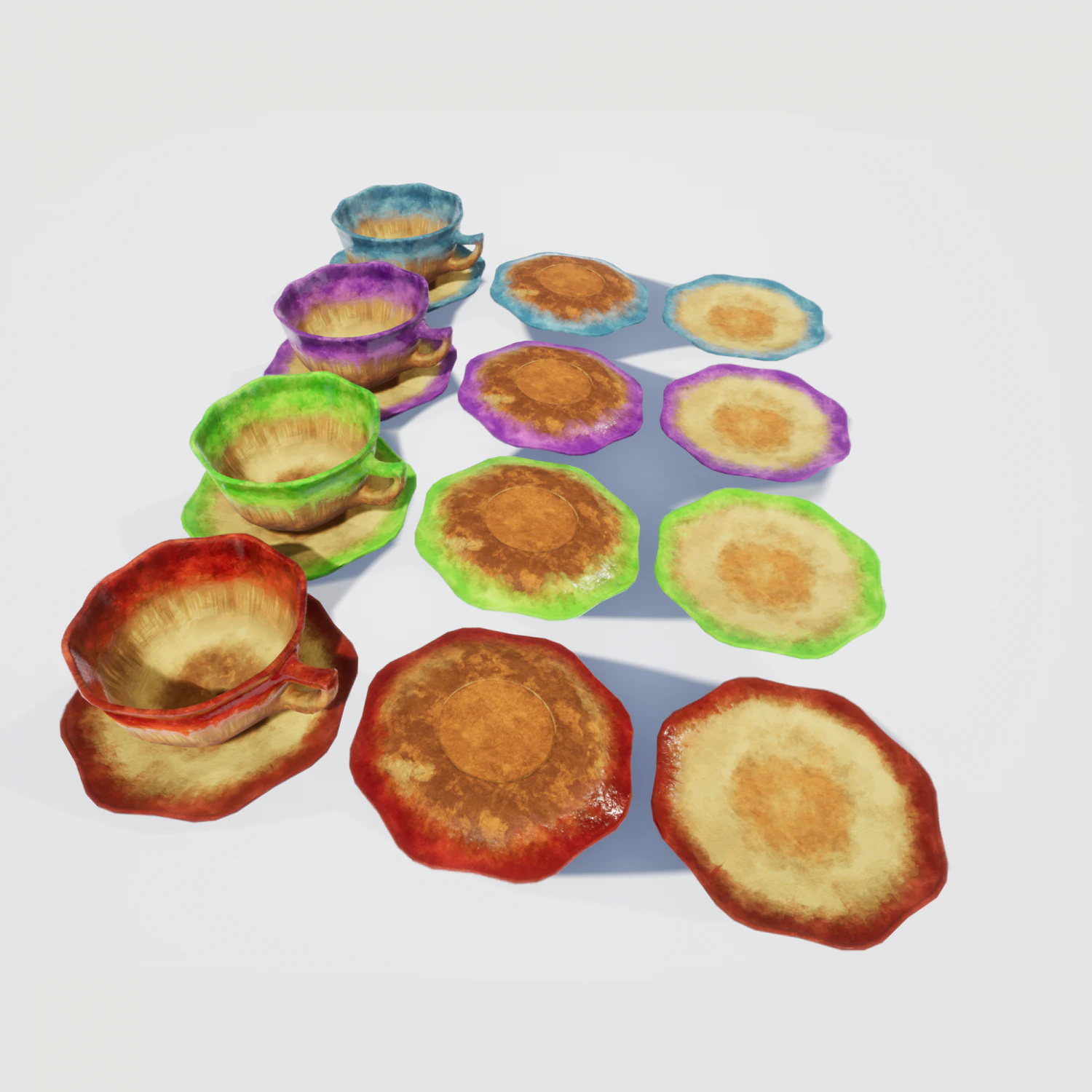 teacup and saucer colors 3D Model .c4d .max .obj .3ds .fbx .stl .blend 